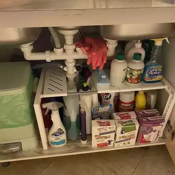 قفسه کابینت سینک قابل تنظیم کشویی — تصویر ۴