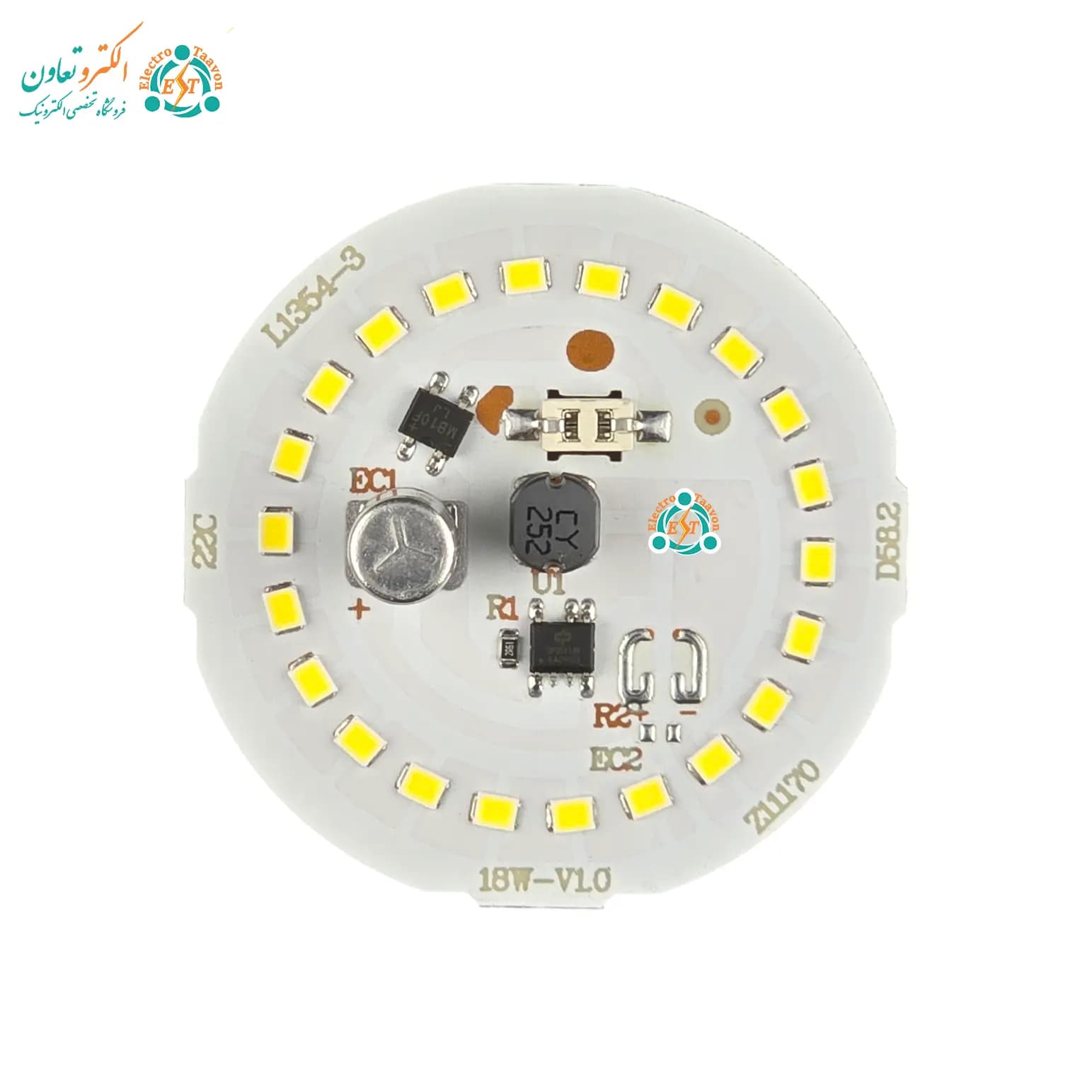 چیپ ال‌ای‌دی 18 وات 220 ولت مهتابی گرد خازن دار