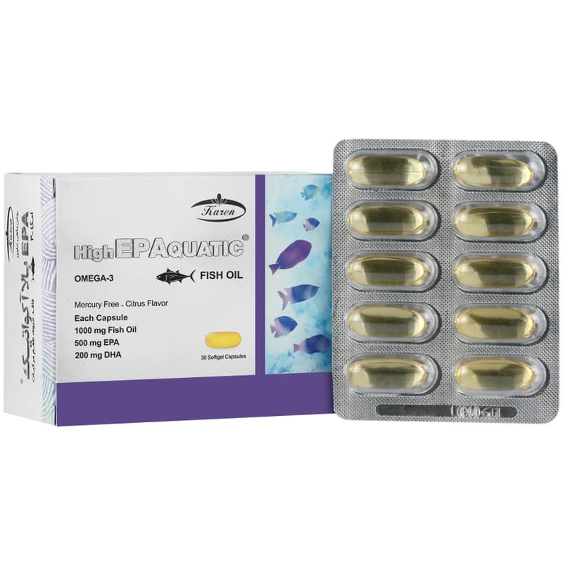کپسول روغن ماهی حاوی EPA بالا آکواتیک کارن بسته 30 عددی — تصویر ۳