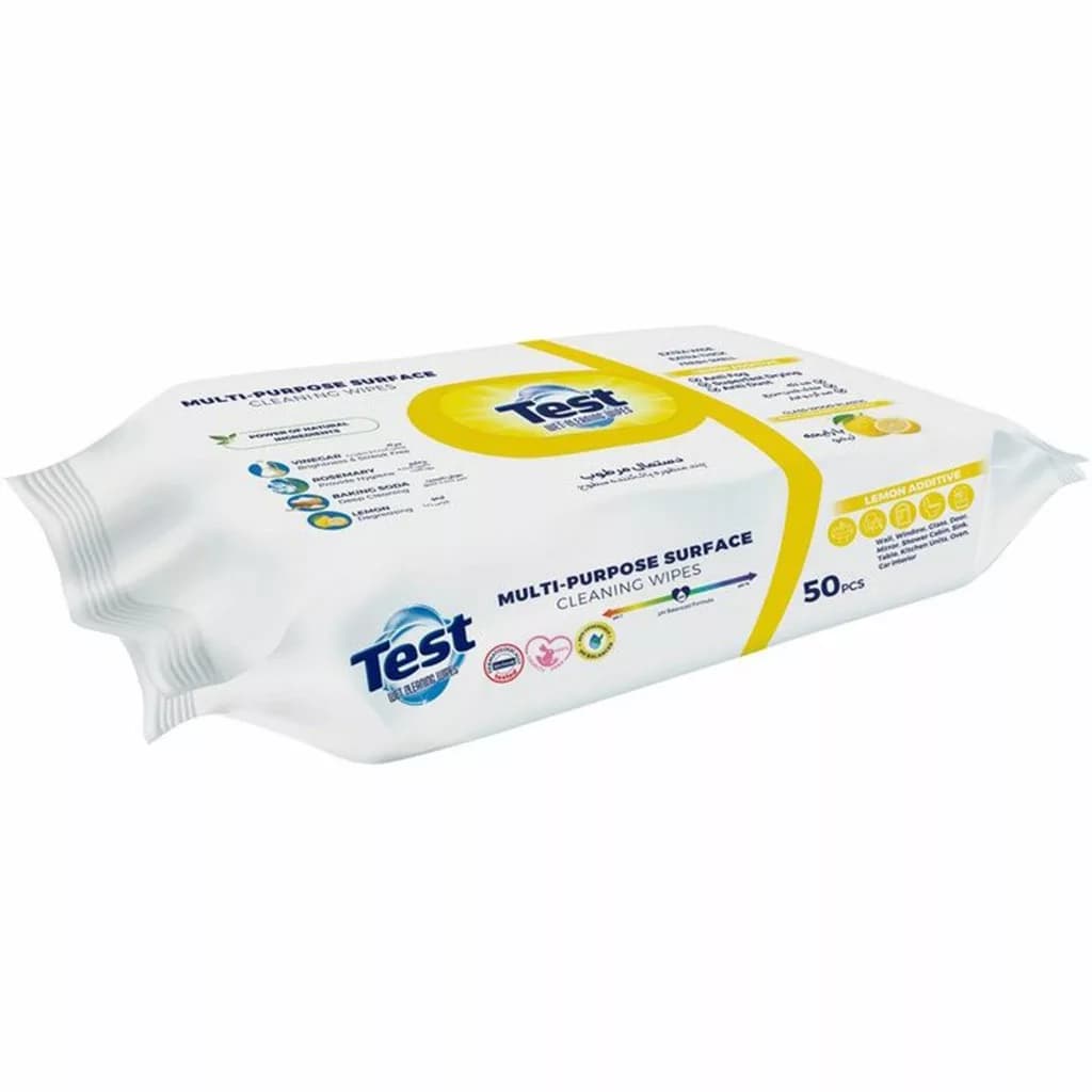 دستمال مرطوب چندمنظوره پاک‌کننده سطوح تست Test رایحه لیمو — تصویر ۲