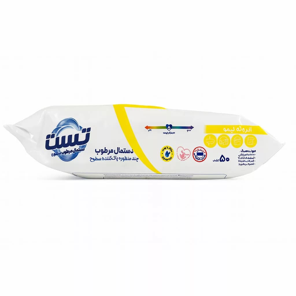 دستمال مرطوب چندمنظوره پاک‌کننده سطوح تست Test رایحه لیمو — تصویر ۳