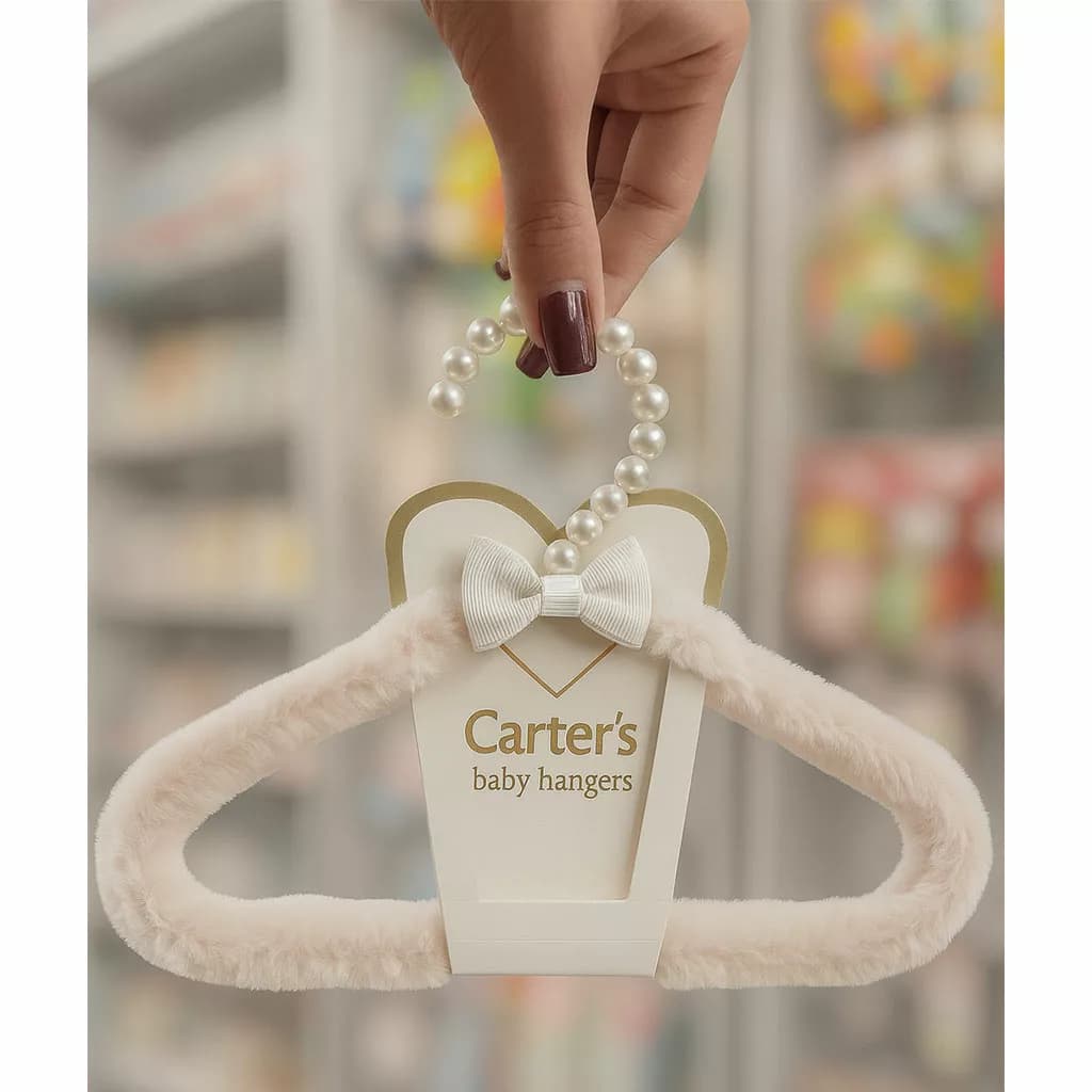 چوب لباسی خز پولیشی طرح قلب صدفی کارترز Carters — تصویر ۷