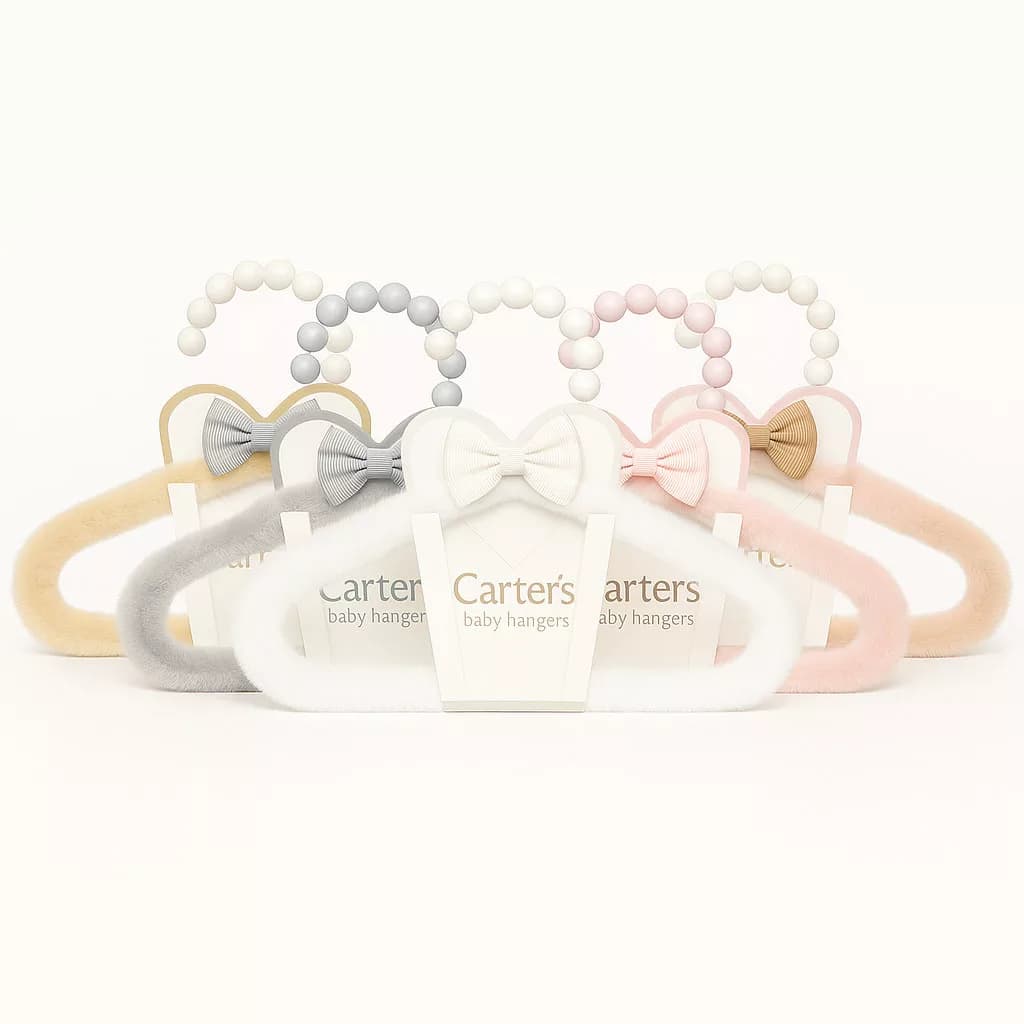 چوب لباسی کارترز خز پولیشی کرم صدفی پاپیون دار Carters — تصویر ۷