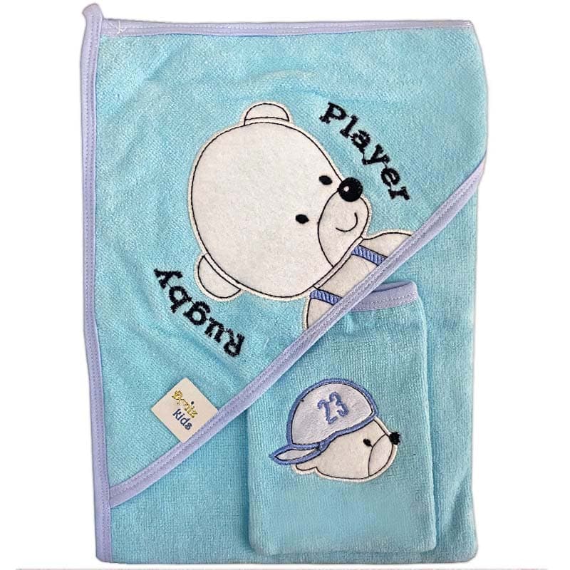 حوله چهارگوش کلاه دار طرح خرس Deniz kids — تصویر ۲
