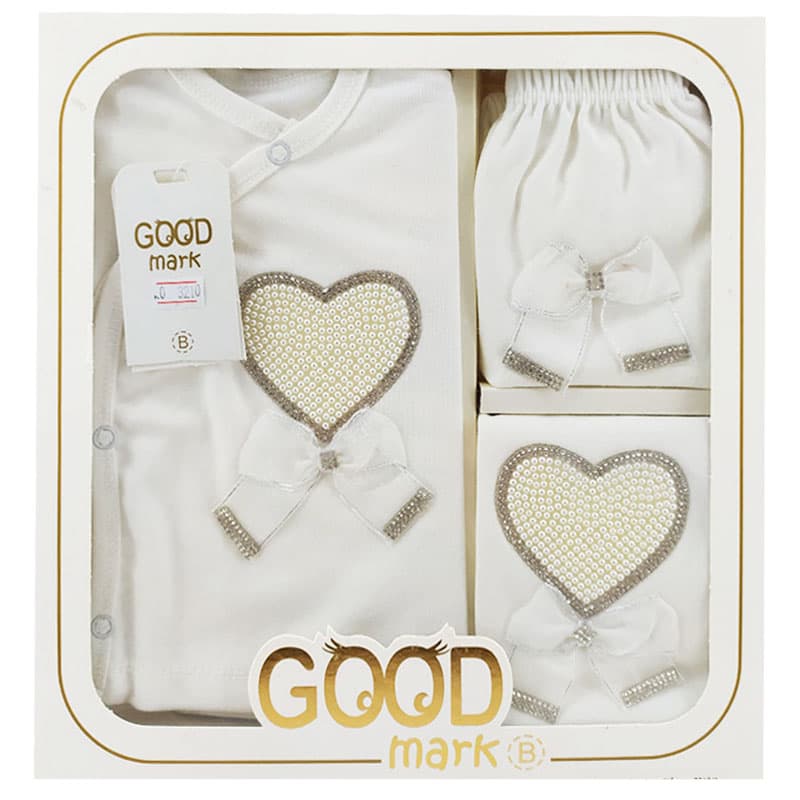 ست 5 تکه بیمارستانی نوزاد قلب و پاپیون شیری GoodMark — تصویر ۲