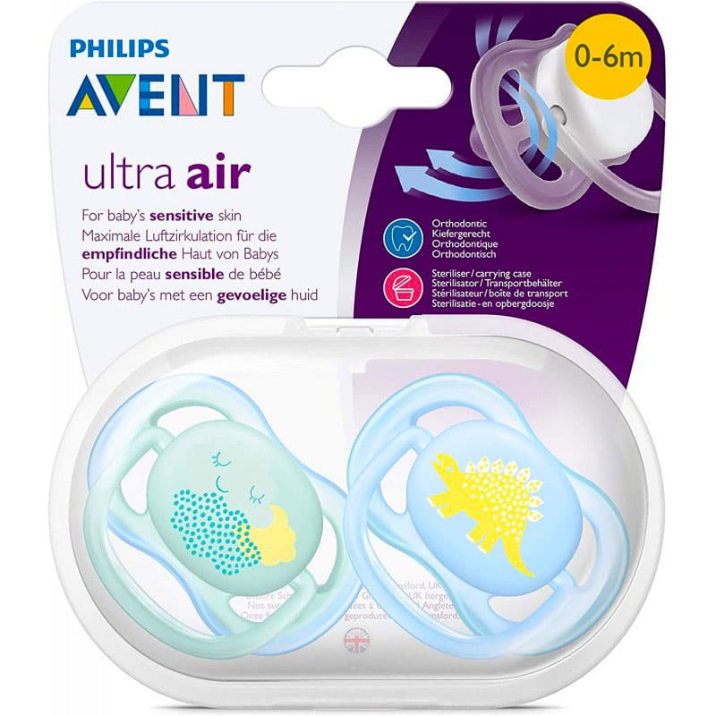 پستانک 2 عددی 0-6 ماه دایناسور و ابر Ultra Air اونت Avent