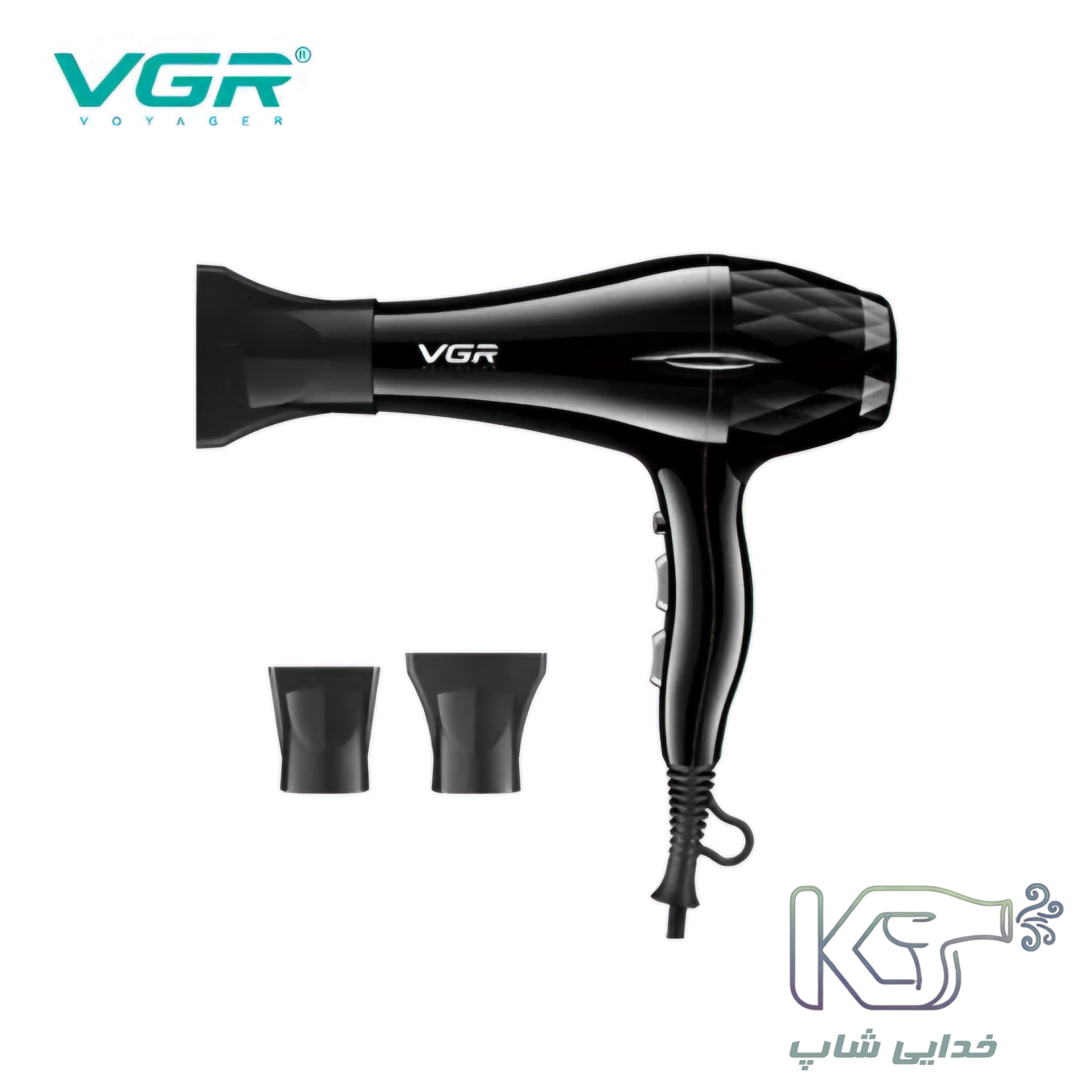 سشوار حرفه ای وی جی آر مدل V-413 با باد سرد و متمرکزکننده — تصویر ۱۱