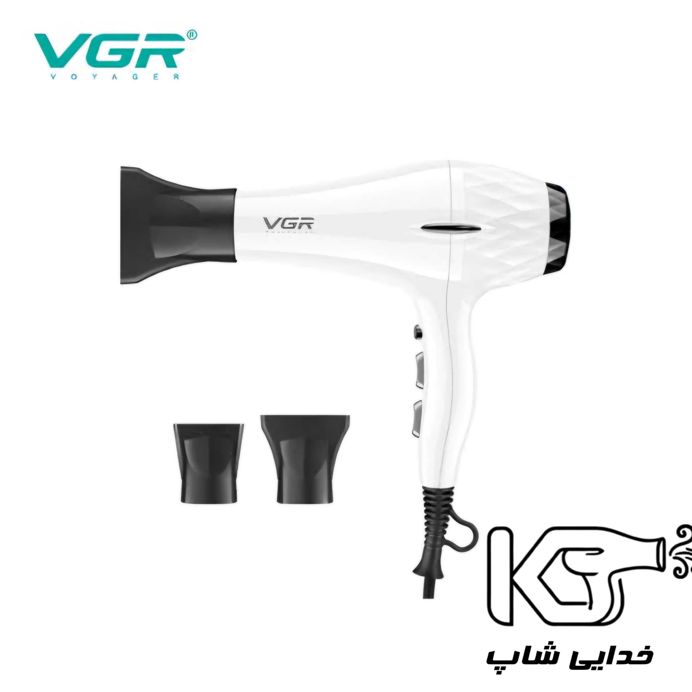 سشوار حرفه ای وی جی آر مدل V-413 با باد سرد و متمرکزکننده — تصویر ۹