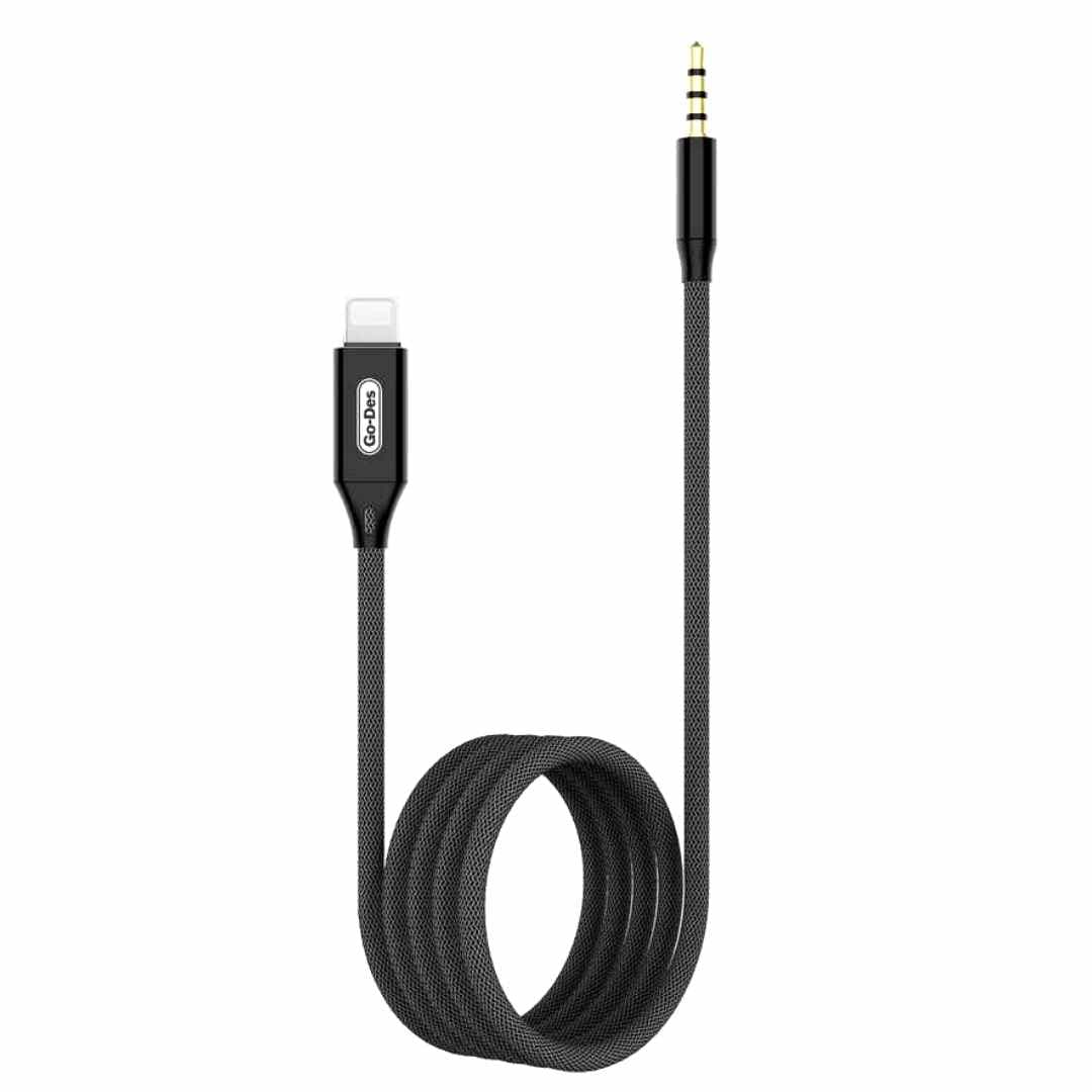 کابل صوتی Lightning به AUX گودس مدل GAC-363 | انتقال صدای استریو بدون نویز با طراحی مقاوم
