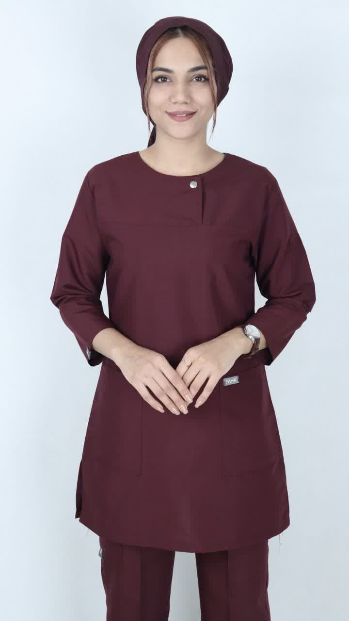 اسکراب پزشکی تک زنانه مدل الیت رنگ زرشکی