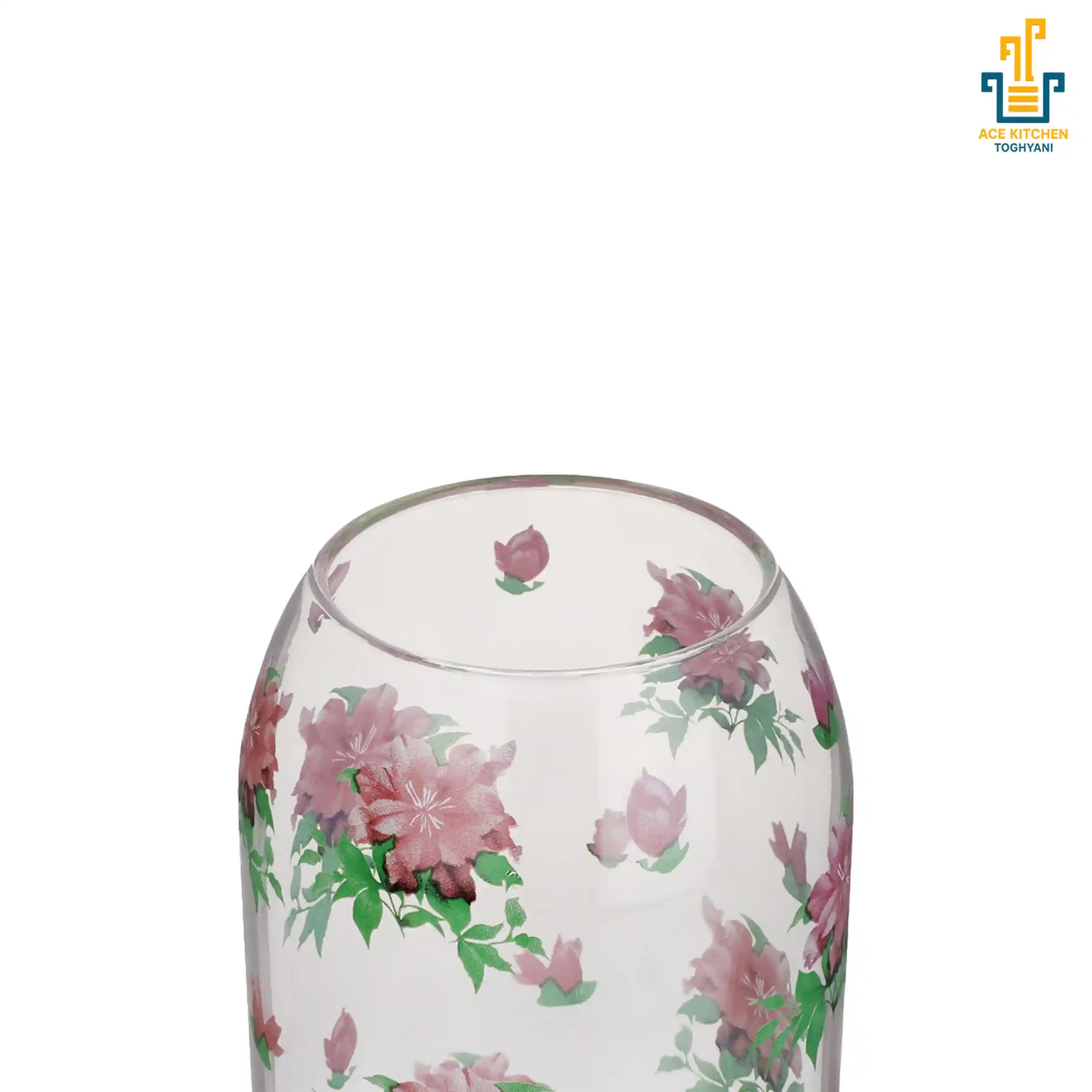 بانکه استوانه پیرکس گلدار ارتفاع 25 — تصویر ۸