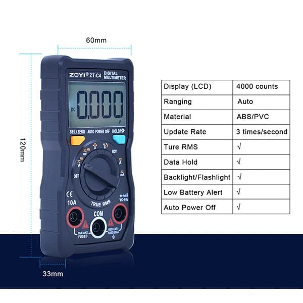 مولتی متر دیجیتال زویی مدل ZT-C4 — تصویر ۵