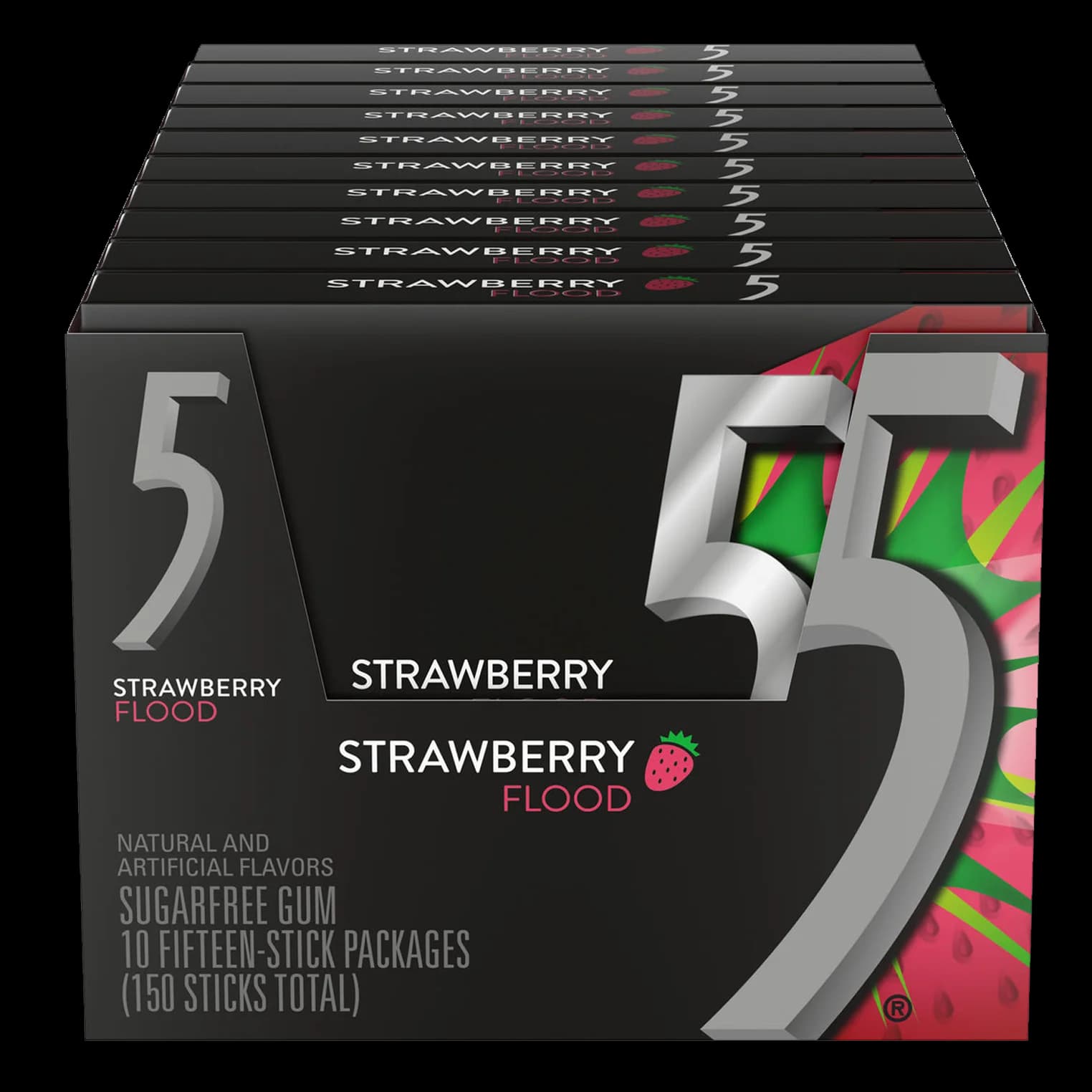 باکس آدامس فایو توت فرنگی Five strawberry flood gum box