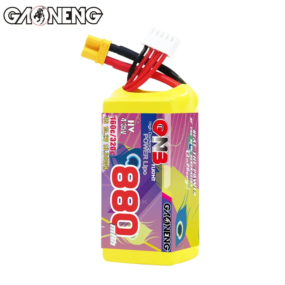 باتری GNB لیپو ۴ سل ۸۸۰ میلی آمپر | اف پی وی | GAONENG GNB LiHV 4S 15.2V 880mAh 160C XT30 LiPo Battery — تصویر ۴