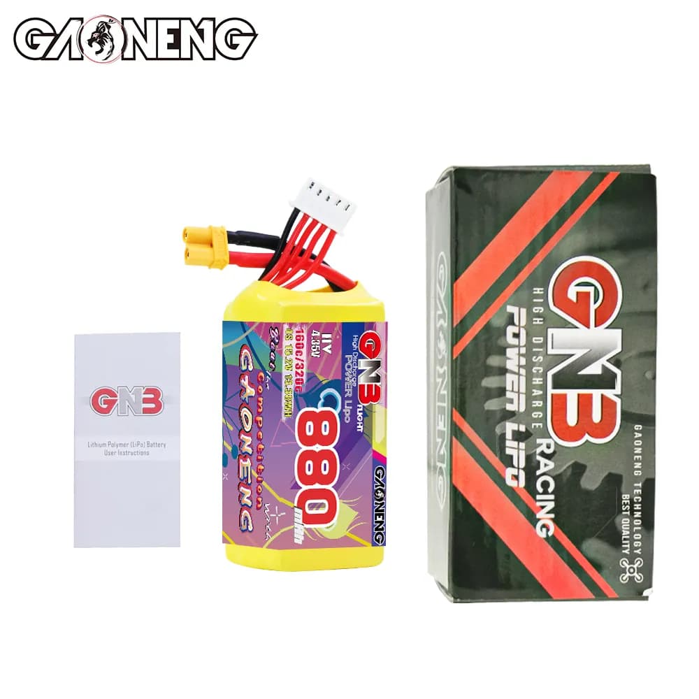 باتری GNB لیپو ۴ سل ۸۸۰ میلی آمپر | اف پی وی | GAONENG GNB LiHV 4S 15.2V 880mAh 160C XT30 LiPo Battery — تصویر ۶