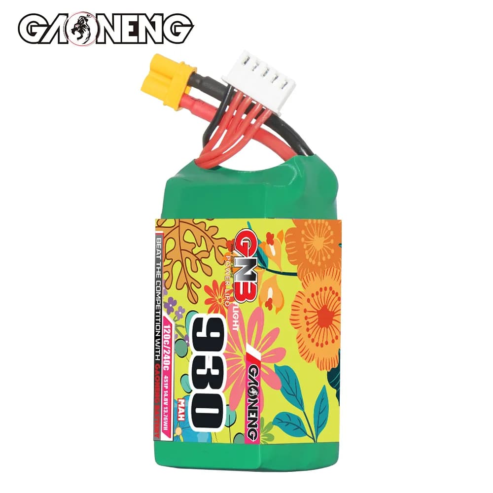 باتری GNB لیپو ۴ سل ۹۳۰ میلی آمپر | اف پی وی | GAONENG GNB 4S 14.8V 930mAh 120C XT30 LiPo Battery — تصویر ۳