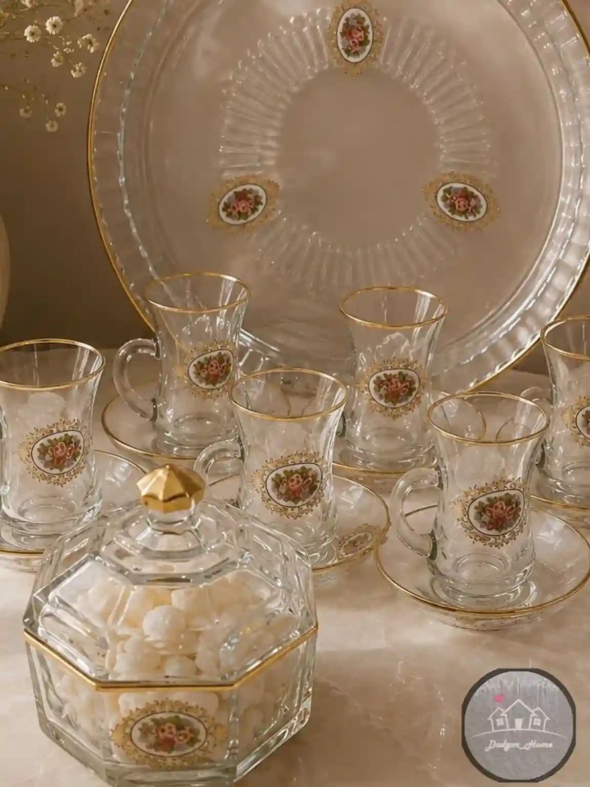 سرویس چایخوری گل سرخی 14 پارچه