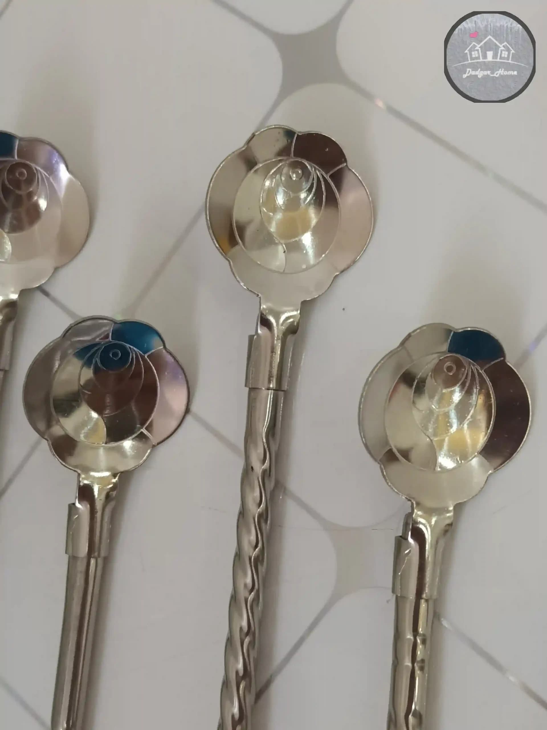 نی نوشیدنی قاشق دار یونیک طرح گل — تصویر ۲
