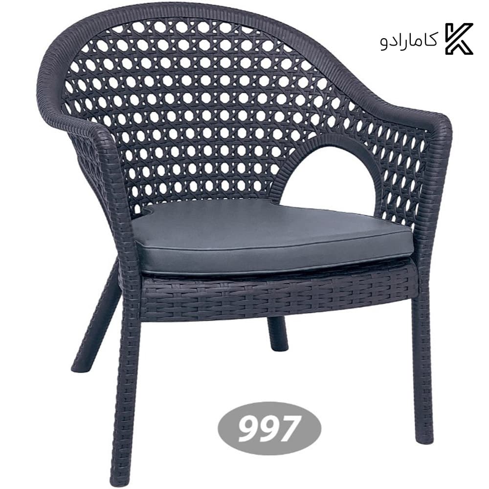 صندلی دسته دار حصیری پایه کوتاه کد 997 ناصر پلاستیک — تصویر ۴