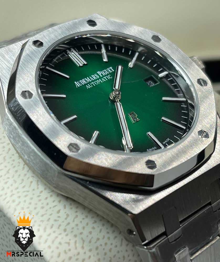 ساعت اودمار پیگه مردانه اتوماتیک استیل صفحه سبز AUDEMARS PIGUET ROYAL 0957 — تصویر ۴