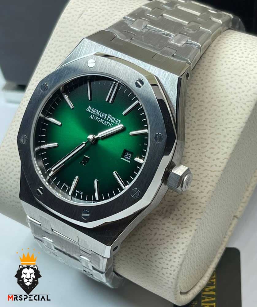 ساعت اودمار پیگه مردانه اتوماتیک استیل صفحه سبز AUDEMARS PIGUET ROYAL 0957 — تصویر ۵