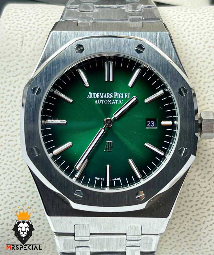 ساعت اودمار پیگه مردانه اتوماتیک استیل صفحه سبز AUDEMARS PIGUET ROYAL 0957 — تصویر ۳