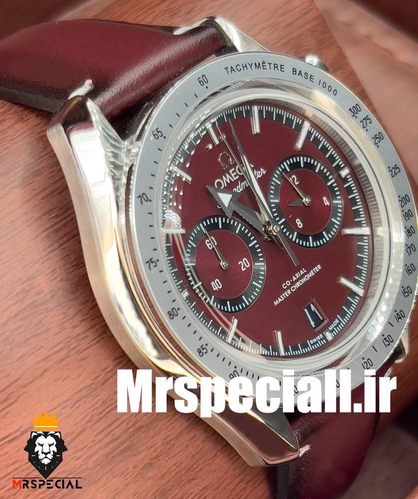 ساعت مچی مردانه امگا اسپیدمستر کرنوگراف بند چرم قرمز صفحه قرمز OMEGA SPEEDMASTER 0931 — تصویر ۴