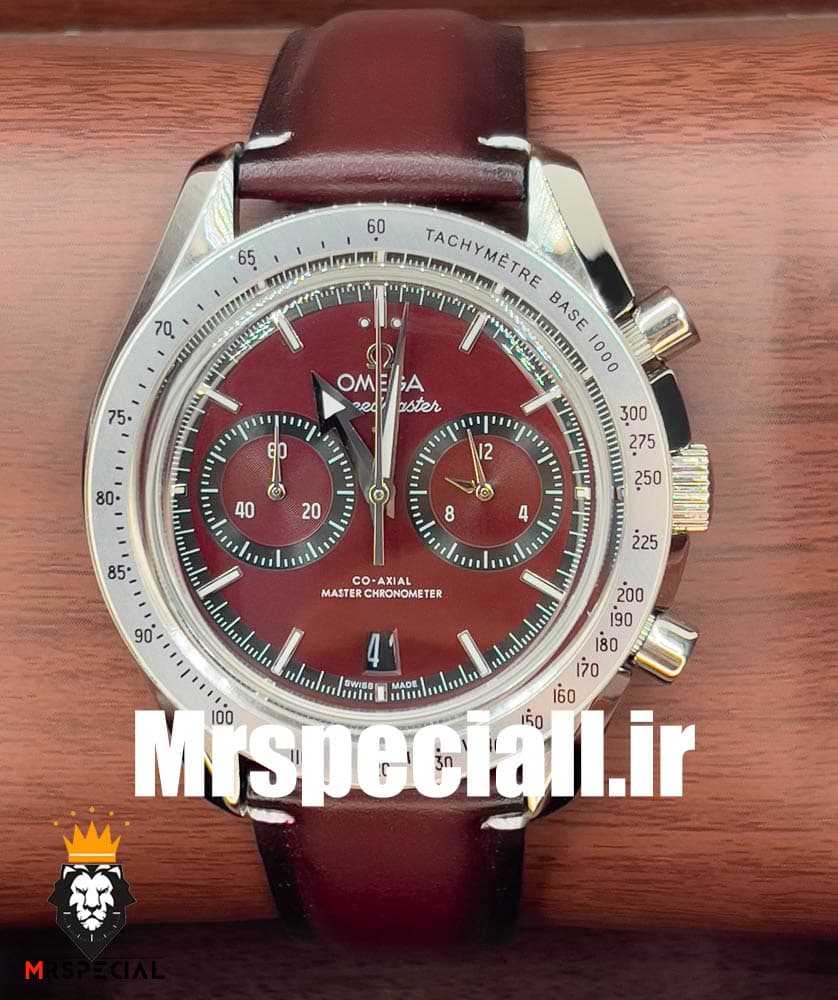 ساعت مچی مردانه امگا اسپیدمستر کرنوگراف بند چرم قرمز صفحه قرمز OMEGA SPEEDMASTER 0931 — تصویر ۳