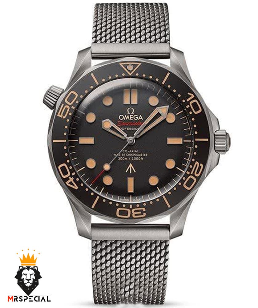 ساعت مردانه امگا سیمستر اتوماتیک بند حصیری صفحه مشکی OMEGA SEAMASTER 0025 — تصویر ۷