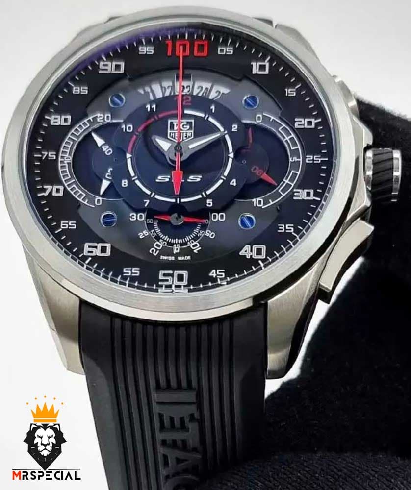 ساعت تگ هویر مردانه مرسدس بنز کرنوگراف بند رابر صفحه مشکی TAG HEUER Grand Carrera SLS 0828 — تصویر ۷