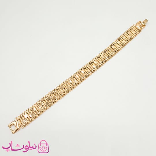 دستبند زنانه ژوپینگ مدل جلفایی پهن کد 6991 — تصویر ۳