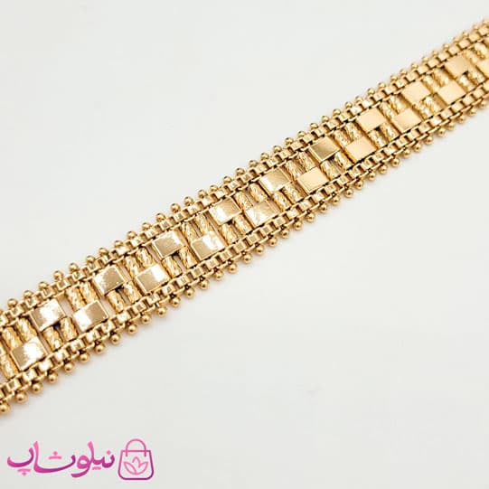 دستبند زنانه ژوپینگ مدل جلفایی پهن کد 6991 — تصویر ۴