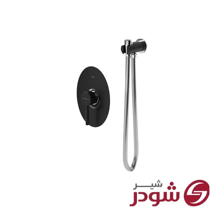 شیر توالت توکار شودر مدل روگن مشکی کروم — تصویر ۲