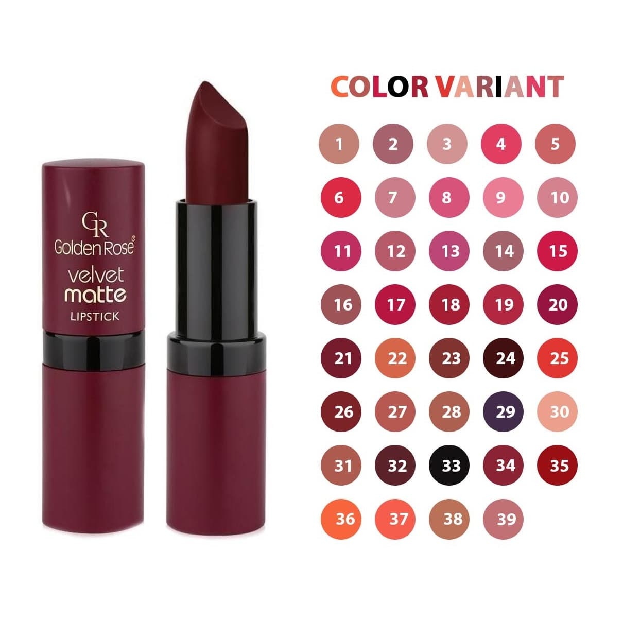 رژ لب جامد مات و مخملی گلدن رز Golden Rose مدل GR Velvet Matte Lipstick شماره 5 — تصویر ۸
