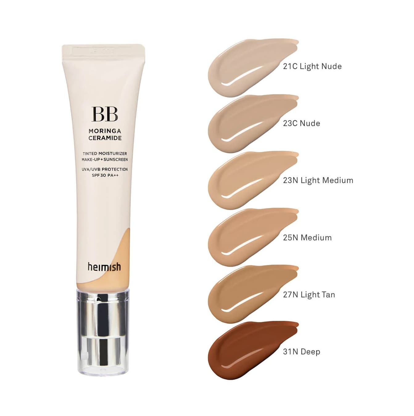 ب ب کرم مرطوب کننده هیمیش Heimish مدل Moringa Ceramide رنگ 21 Light Beige حجم 30 میل — تصویر ۱۰
