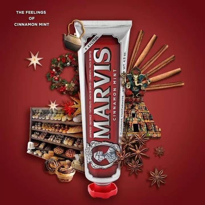 خمیردندان دارچین و نعناع مارویس Marvis Cinnamon Mint حجم 85 میلی لیتر — تصویر ۴