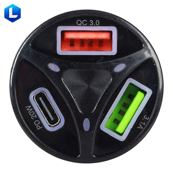 شارژر فندکی PD فست سه پورت مدل MLE-003 55W — تصویر ۲