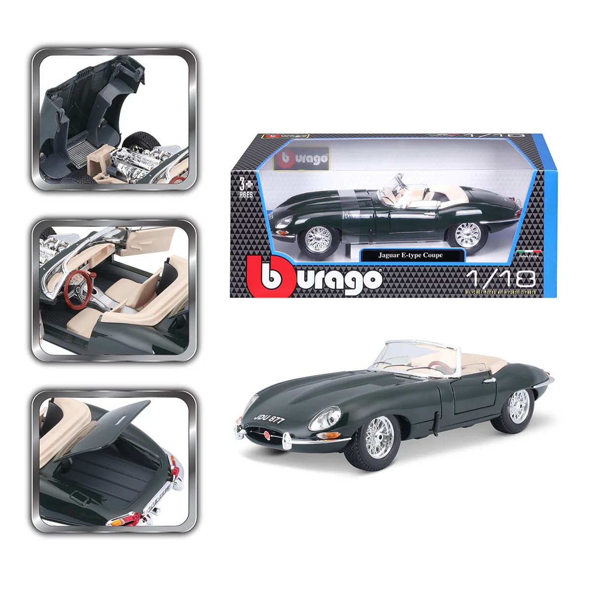 ماکت ماشین جگوار ای تایپ (Jaguar E-type Cabriolet) برند Bburago — تصویر ۵