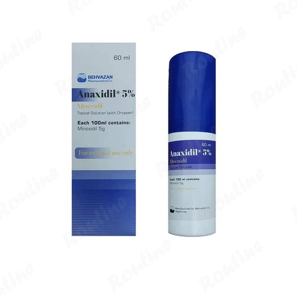 محلول موضعی ماینوکسیدیل آناکسیدیل 5% بهوزان 60 میلی لیتر — تصویر ۳
