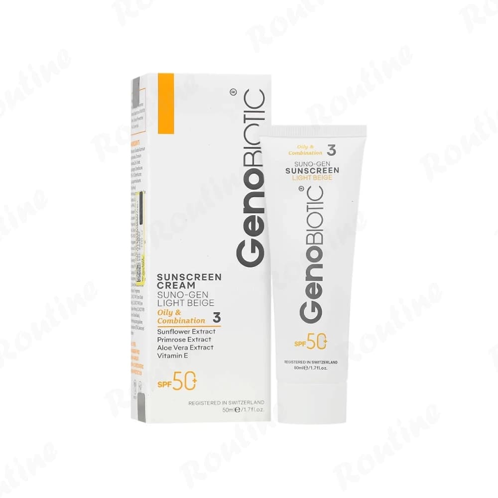 کرم ضد آفتاب SPF50 پوست چرب و مختلط (بژ روشن) ژنوبایوتیک — تصویر ۳