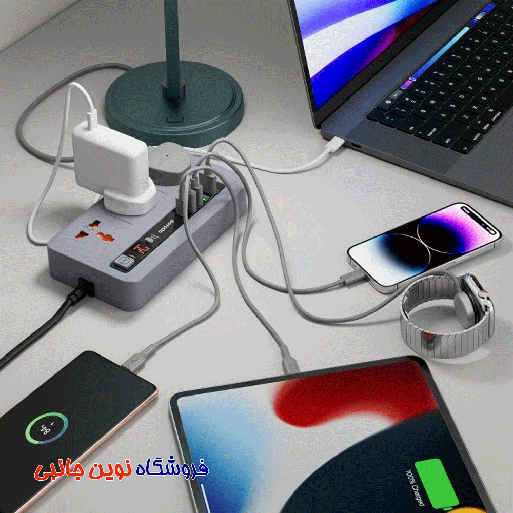 سیار و چند راهی برق پرودو مدل PD-FWCH013-GY ا Porodo FWCH013 Multi-Port Power HUB Ultimate Home (تک/عمده) — تصویر ۲