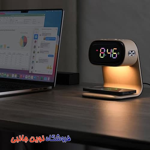 ساعت رومیزی و استند شارژ گرین لاین مدل GL-WC15 ا Green Lion Bedside Clock with 15W Wireless Charger (تک/عمده) — تصویر ۳