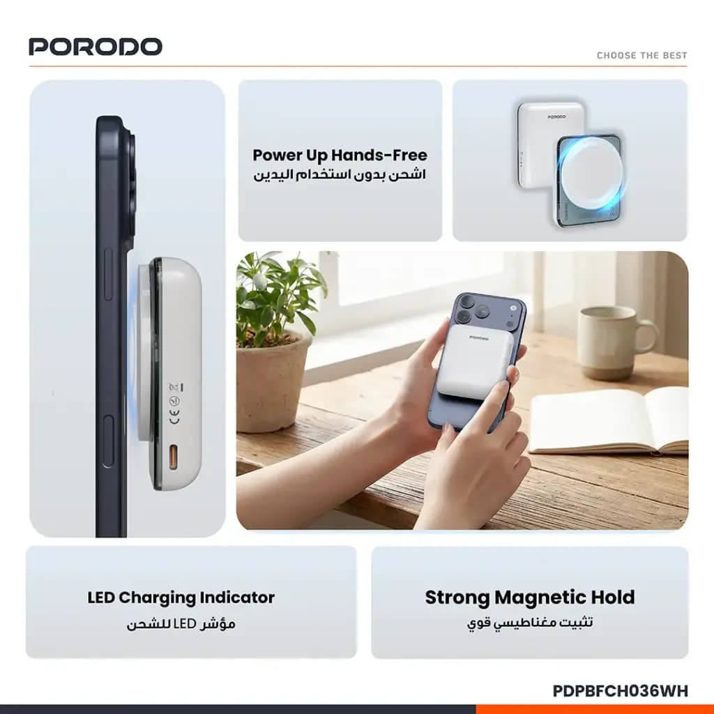 پاوربانک 5000 میلی‌آمپر MagSafe پرودو مدل Sovo — تصویر ۸
