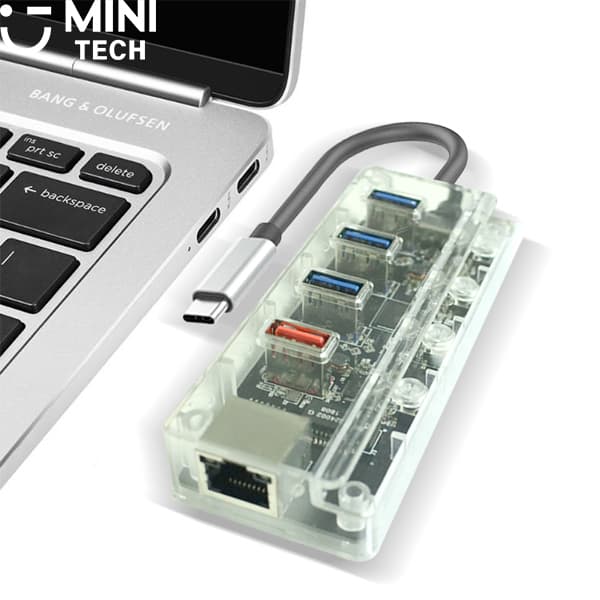 هاب TYPE-C به USB3.0 و RG45 مینی تک — تصویر ۸
