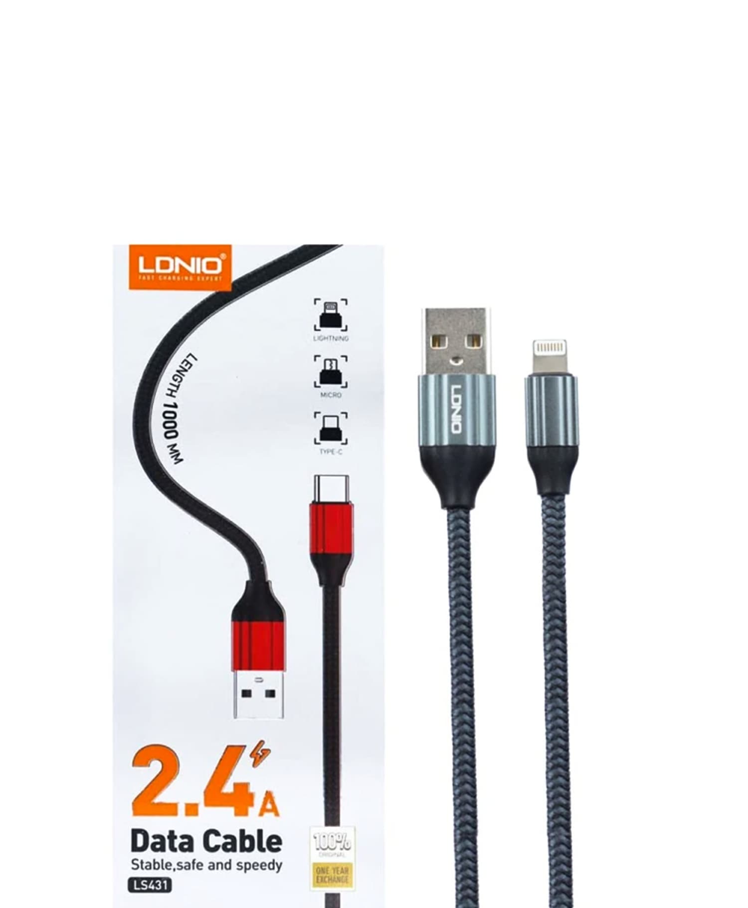 کابل تبدیل USB به Lightning الدینیو LS-431 — تصویر ۳