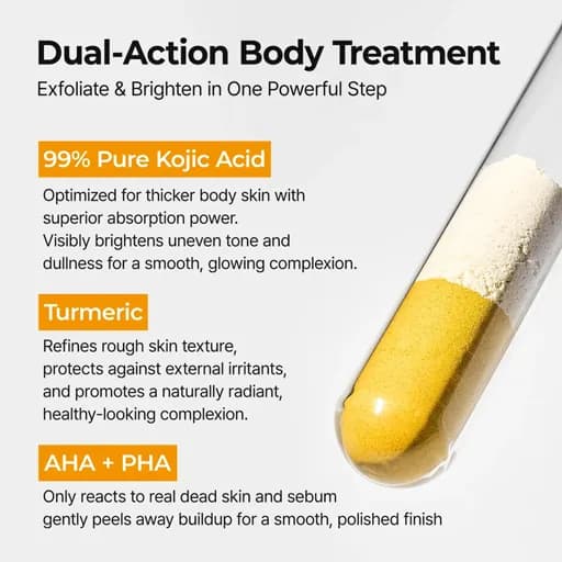 اسپری پیل شات کوجیک اسید و زردچوبه لایه بردار و روشن کننده بدن دکتر ملاکسین Dr.Melaxin Peel Shot Keratin Care Kojic Acid Turmeric Spray — تصویر ۸