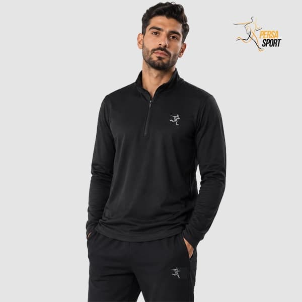 تیشرت نیم‌زیپ پرسا اسپرت Half zip black — تصویر ۳