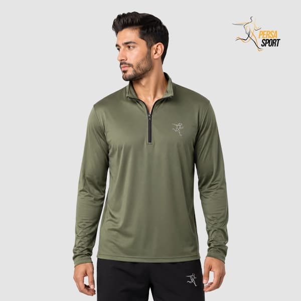 تیشرت نیم‌زیپ پرسا اسپرت Half zip green — تصویر ۳