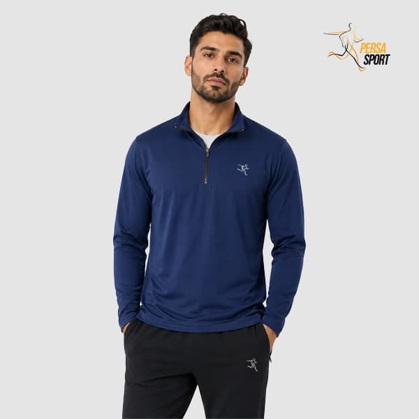 تیشرت نیم‌زیپ پرسا اسپرت Half zip Navy blue — تصویر ۳