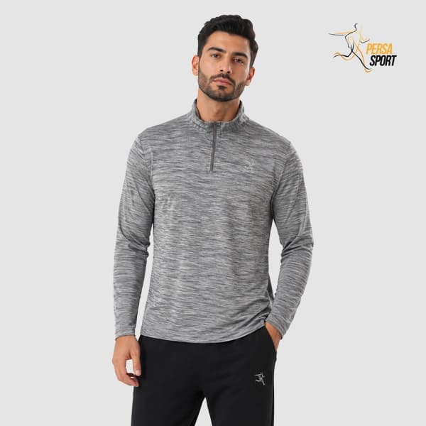 تیشرت نیم‌زیپ پرسا اسپرت Half zip Grey Melange